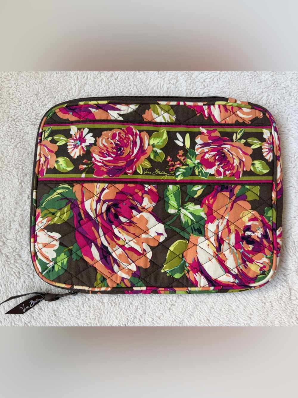 Like New Vera Bradley Retired English Rose Quilted Tablet Sleeve